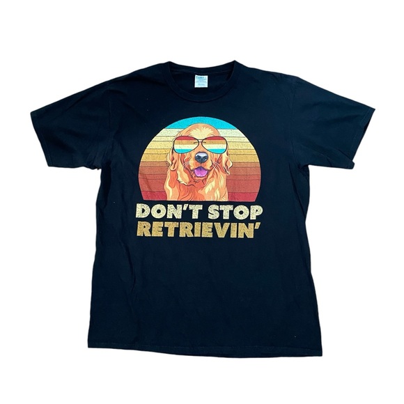 Retro New Wave T-Shirt Golden Retriever Don’t Stop Retrieving Size Large - Picture 2 of 6